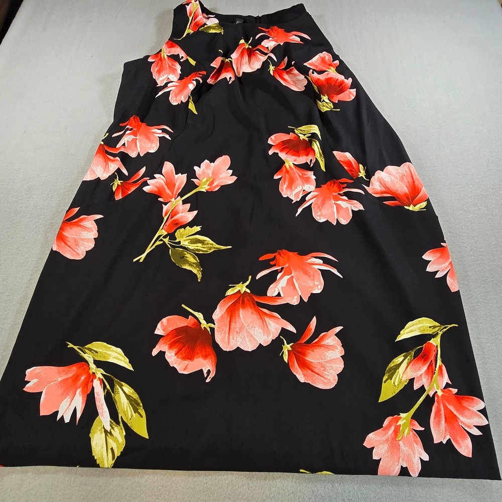 Alyx Floral Sheath Dress Women 24W Black Coral Sleeveless Stretch‎ Knee Length